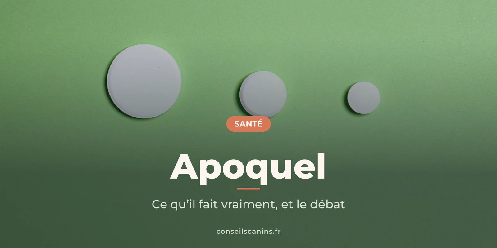 Trois comprimés blancs de tailles différentes sur un fond vert